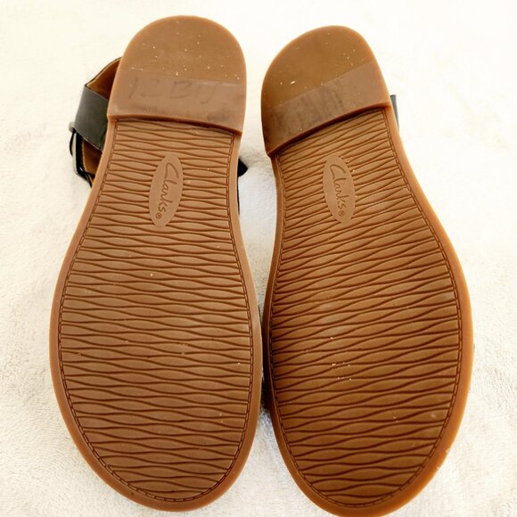 Clarks Womens Sandals Size 10 Black Adjustable Crossover Straps Leather Shoes - Picture 15 of 15